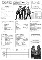 English Worksheet: The Jonas Brothers and Demi Lovato Teach you the Present Simple tense