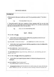 English worksheet: REPORTED SPEECH