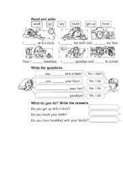 English Worksheet: daily routimes