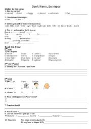 English Worksheet: Dont worry be happy (song) - part 1