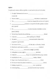 English worksheet: SUFFIXES