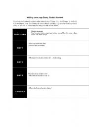 English Worksheet: Writing a One Page Essay