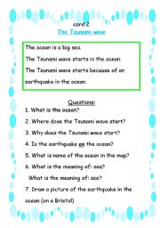 English Worksheet: card 2 part A TSUNAMI
