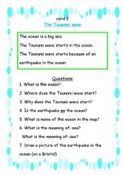 English worksheet: card 2 part A TSUNAMI