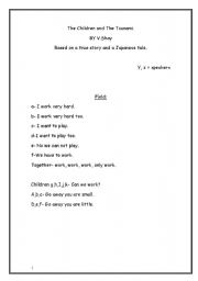 English worksheet: The Chidren and the Tsunami, a play by V.Shai