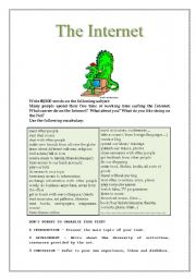 English Worksheet: What can we do on the Internet? WRITING TASK