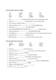 English worksheet: fill in exercise