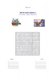 English worksheet: Puzzle: Films and Music
