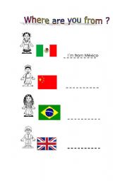 English Worksheet: Where are you from?