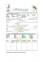 English Worksheet: A BUGS LIFE. THE FILM