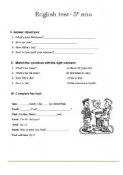 English worksheet: test