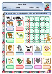 English Worksheet: WILD ANIMALS