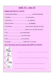 English worksheet: HAVE TO - HAS TO