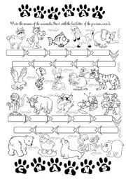 English Worksheet: Animal chains - word chains