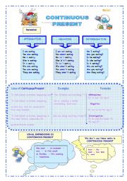 English Worksheet: LEARN AND PRACTICE THE CONTINUOUS PRESENT WITH THE SMURFS
