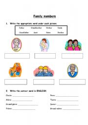 English worksheet: family