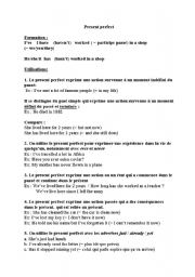 English Worksheet: The present perfect tense explained to French speakers.