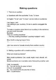 English worksheet: How to make questions in English
