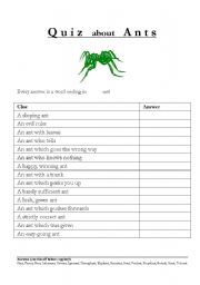 English Worksheet: Quiz about words ending in ...ant