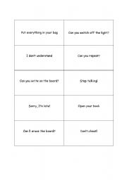 English worksheet: classroom english pictionnary