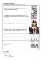 English worksheet: Annoying things about waiting in line