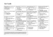 English Worksheet: Lies discussion cards