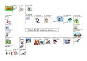 English Worksheet: Lets talk about ..........for 30 seconds - Gameboard