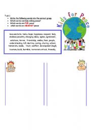 English Worksheet: Kids for peace 2/ My peace dove