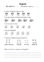 English Worksheet: self evaluation page