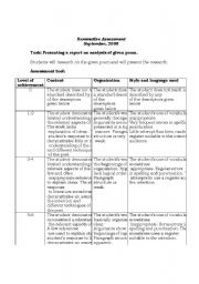 English Worksheet: rubric