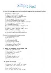 English Worksheet:  Past Simple Exercises