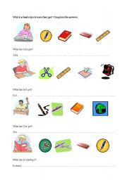 English worksheet: SCHOOL OBJECTS