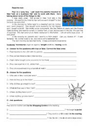 English Worksheet: A trip to New York