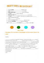 English worksheet: simple or continuous?