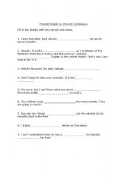English Worksheet: Present Simple vs. Present Continuous