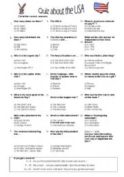 English Worksheet: USA  quiz