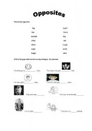 English worksheet: opposites