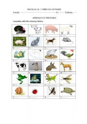 English Worksheet: ANIMALS ON THE FARM