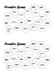 English Worksheet: Number Game