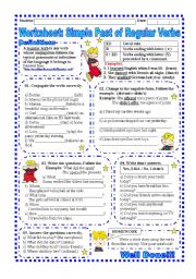 English Worksheet: Worksheet: Simple past of Regular Verbs