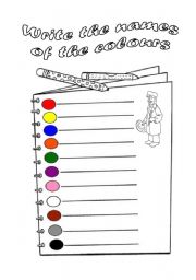 English Worksheet: write the colours