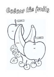 English Worksheet: colour the fruit