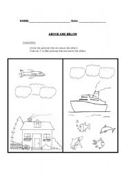 English worksheet: Above and Below