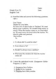 English worksheet: English Test