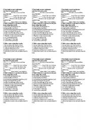English Worksheet: Past simple or past continuous-short test