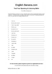 English Worksheet: test your listening & speaking skills