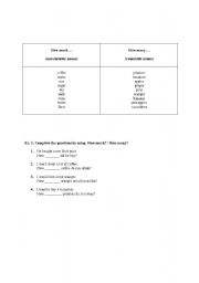 English worksheet: COUNTABLE / UNCOUNTABLE NOUNS