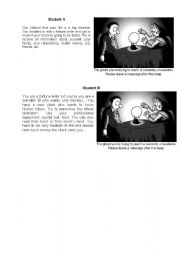 English Worksheet: role play - visiting a fortune teller - intermediate
