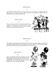 English Worksheet: ROLE-PLAY (THEME: PARTY) intermediate