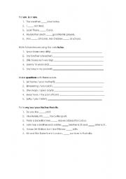 English Worksheet: verb to be & possessive adjectives